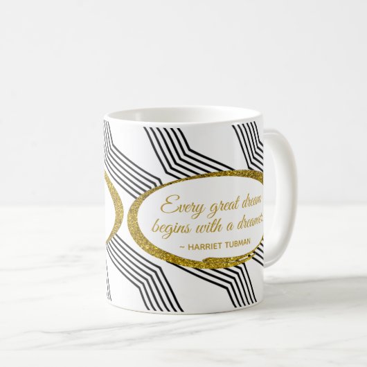 Eleganter Gold Glitzer Oval Personalisiert Monogra Kaffeetasse (VorderseiteRechts)
