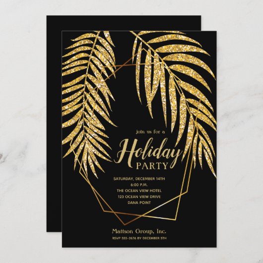 Eleganter Gold Glitzer Palm Holiday Weihnachten Ei (Vorne/Hinten)
