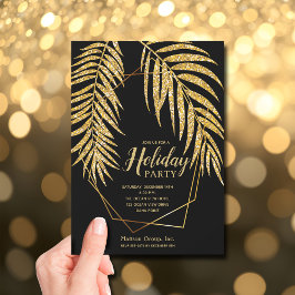Eleganter Gold Glitzer Palm Weihnachten Einladung