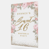 Eleganter Gold Glitzer Peony Floral Sweet 16 Willk Acrylschild (Winkel)