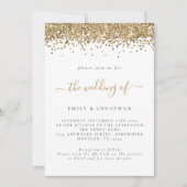 Eleganter Gold Glitzer QR Code Hochzeit Einladung (Vorderseite)