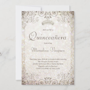 Eleganter Gold Glitzer Quinceañera 15. Geburtstag Einladung