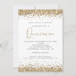 Eleganter Gold Glitzer Quinceañera 15. Party Einladung