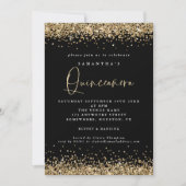 Eleganter Gold Glitzer Quinceañera 15. Party Schwa Einladung (Vorderseite)