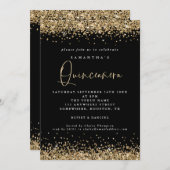 Eleganter Gold Glitzer Quinceañera 15. Party Schwa Einladung (Vorne/Hinten)