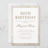 Eleganter Gold Glitzer Rahmen 80. Geburtstag Einladung (Vorderseite)