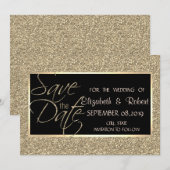 Eleganter Gold Glitzer Save the Date (Vorne/Hinten)