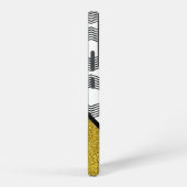 Eleganter Gold Glitzer Schwarz-weiß Zigazg Muster Samsung Galaxy Hülle (Rechte Seite)