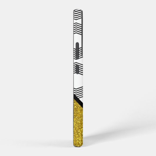 Eleganter Gold Glitzer Schwarz-weiß Zigazg Muster Samsung Galaxy Hülle (Rechte Seite)