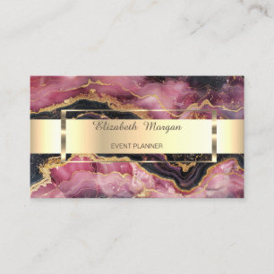 Eleganter Gold Glitzer Schwarzer Burgund Marmorstr Visitenkarte