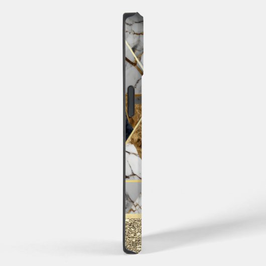 Eleganter Gold Glitzer Schwarzer Marmor Geometrisc Case-Mate iPhone Hülle (Rückseite / Rechts)