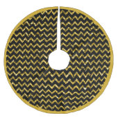 Eleganter Gold Glitzer Schwarzer Zickzack Streifen Polyester Weihnachtsbaumdecke (Vorderseite)