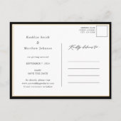 Eleganter Gold Glitzer Script 2 Foto Save the Date Ankündigungspostkarte (Rückseite)