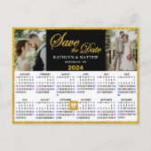 Eleganter Gold Glitzer Script 2 Foto Save the Date Ankündigungspostkarte (Vorderseite)