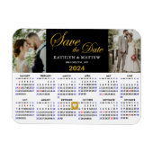 Eleganter Gold Glitzer Script 2 Foto Save the Date Magnet (Horizontal)