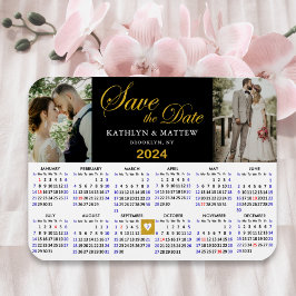 Eleganter Gold Glitzer Script 2 Foto Save the Date Magnet