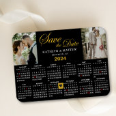 Eleganter Gold Glitzer Script 2 Foto Save the Date Magnet
