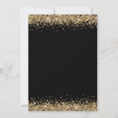 Eleganter Gold Glitzer Silvester Black Einladung (Rückseite)