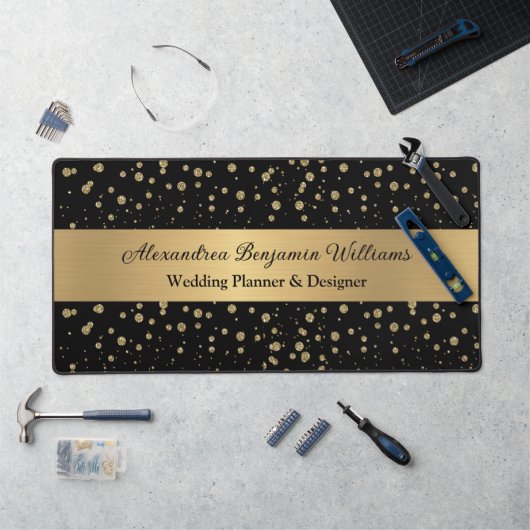 Eleganter Gold Glitzer Sparkle Schwarz Stilvoll Schreibtischunterlage (Arbeitsplatz)