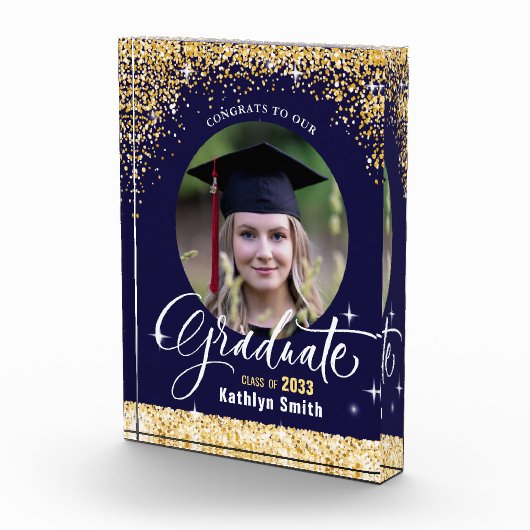 Eleganter Gold Glitzer Sparkling Abschluss Fotoblock (Rechts)