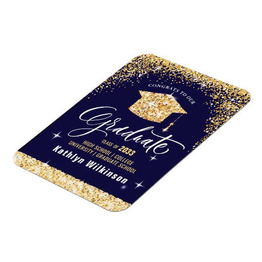 Eleganter Gold Glitzer Sparkling Abschluss Magnet (Linke Seite)