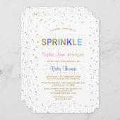 Eleganter Gold Glitzer SPRINKLE Kinderdusche Einladung (Vorne/Hinten)