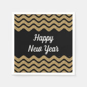 Eleganter Gold Glitzer Streifen Neujahr Serviette (Vorderseite)