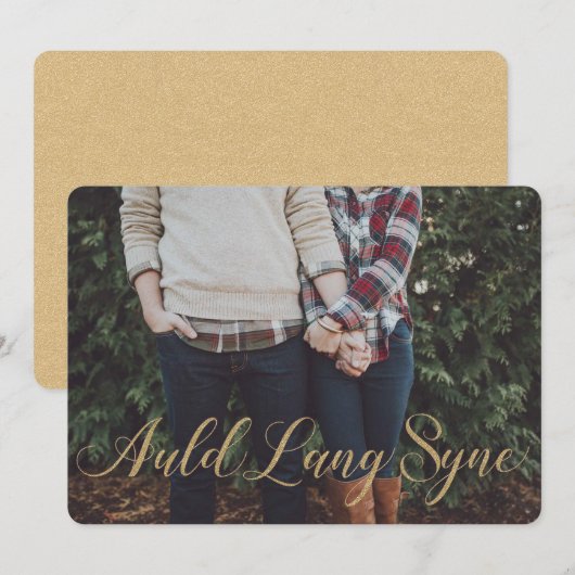 Eleganter Gold Glitzer Style Auld Lang Syne (Vorne/Hinten)