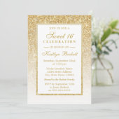 Eleganter Gold Glitzer Sweet 16 Geburtstag Einladung (Stehend Vorderseite)