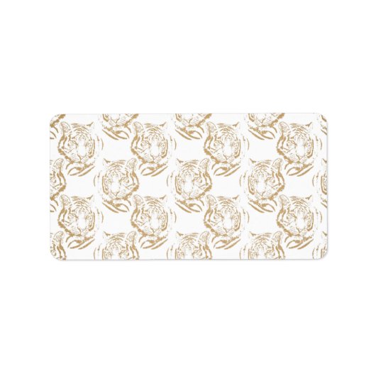 Eleganter Gold Glitzer Tiger Print White Design Adressaufkleber (Vorne)