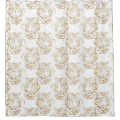 Eleganter Gold Glitzer Tiger Print White Design Duschvorhang (Vorderseite)