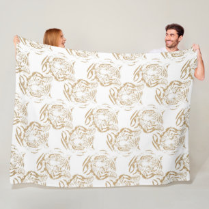 Eleganter Gold Glitzer Tiger Print White Design Fleecedecke