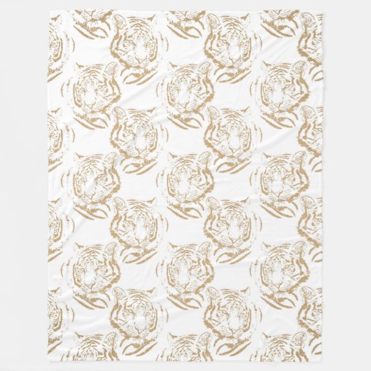 Eleganter Gold Glitzer Tiger Print White Design Fleecedecke (Vorderseite)