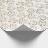 Eleganter Gold Glitzer Tiger Print White Design Geschenkpapier (Ecke)