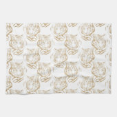 Eleganter Gold Glitzer Tiger Print White Design Geschirrtuch (Horizontal)