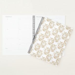 Eleganter Gold Glitzer Tiger Print White Design Planer