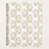 Eleganter Gold Glitzer Tiger Print White Design Planer (Vorderseite)