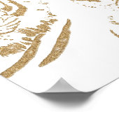 Eleganter Gold Glitzer Tiger Print White Design Poster (Ecke)