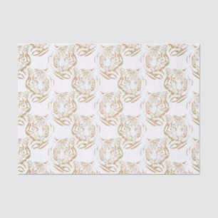 Eleganter Gold Glitzer Tiger Print White Design Seidenpapier