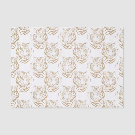 Eleganter Gold Glitzer Tiger Print White Design Seidenpapier (Vorderseite)