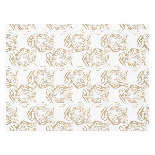 Eleganter Gold Glitzer Tiger Print White Design Tischdecke (Vorderseite (Horizontal))