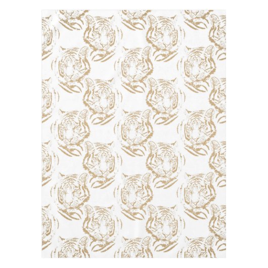 Eleganter Gold Glitzer Tiger Print White Design Tischdecke (Vorderseite)