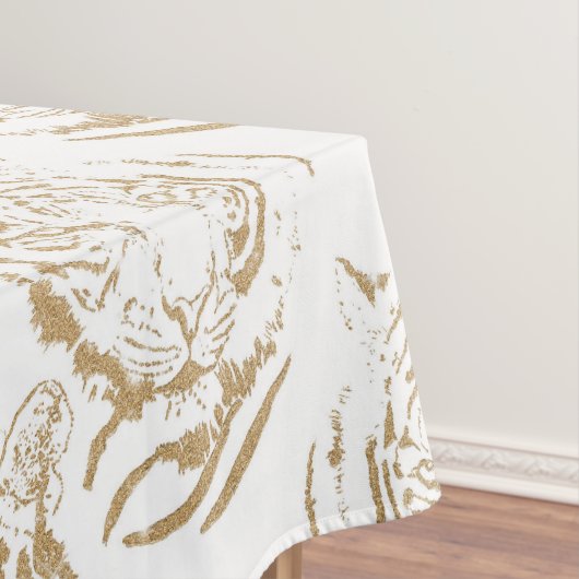 Eleganter Gold Glitzer Tiger Print White Design Tischdecke (Beispiel)