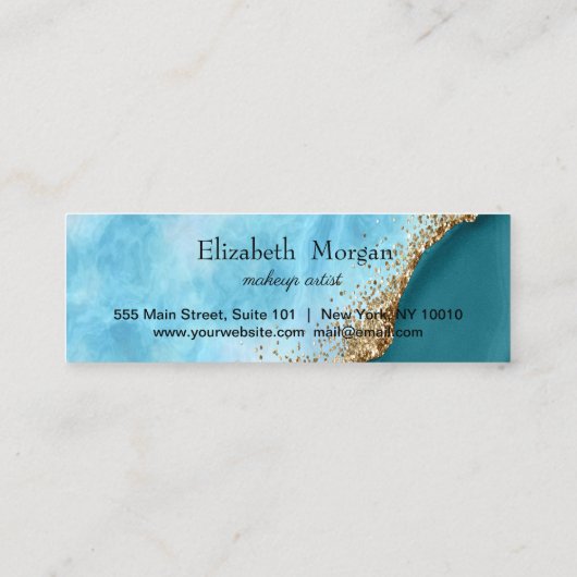 Eleganter Gold Glitzer Türkis Marmorherzen Treuekarte (Rückseite)