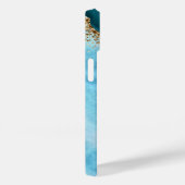 Eleganter Gold Glitzer Türkis Marmormonogramm Case-Mate iPhone Hülle (Rückseite / Rechts)