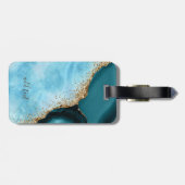 Eleganter Gold Glitzer Türkisblau Marmor Gepäckanhänger (Rückseite horizontal)