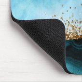 Eleganter Gold Glitzer Türkisblau Marmor Mousepad (Ecke)
