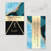 Eleganter Gold Glitzer Türkismarmor, Scheren Visitenkarte (Vorne/Hinten)