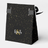 Eleganter Gold Glitzer und Glitzern auf schwarz Geschenkschachtel (Rückseite)