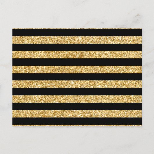 Eleganter Gold-Glitzer und Schwarzes Stripmuster Postkarte (Vorderseite)